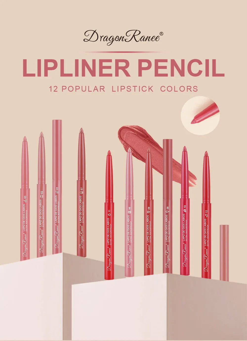 Lipstick Sexy Beauty Lasting Waterproof Pigment Matte Lipstick Pencils Velvet Lip Liner Pencil Outline Lips Contour Line Makeup