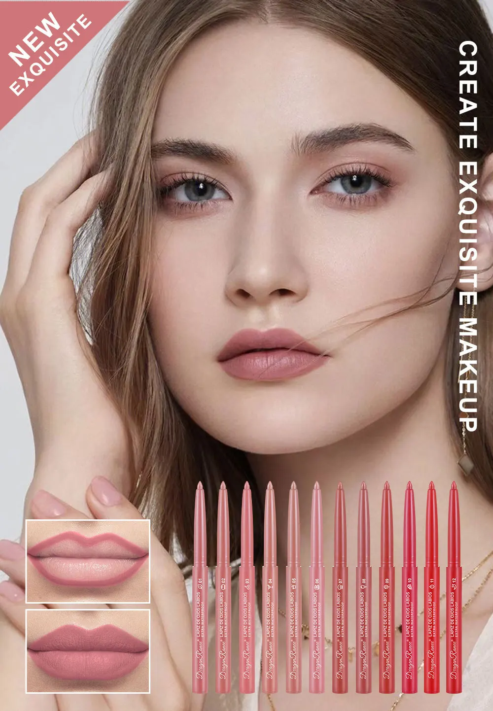 Lipstick Sexy Beauty Lasting Waterproof Pigment Matte Lipstick Pencils Velvet Lip Liner Pencil Outline Lips Contour Line Makeup