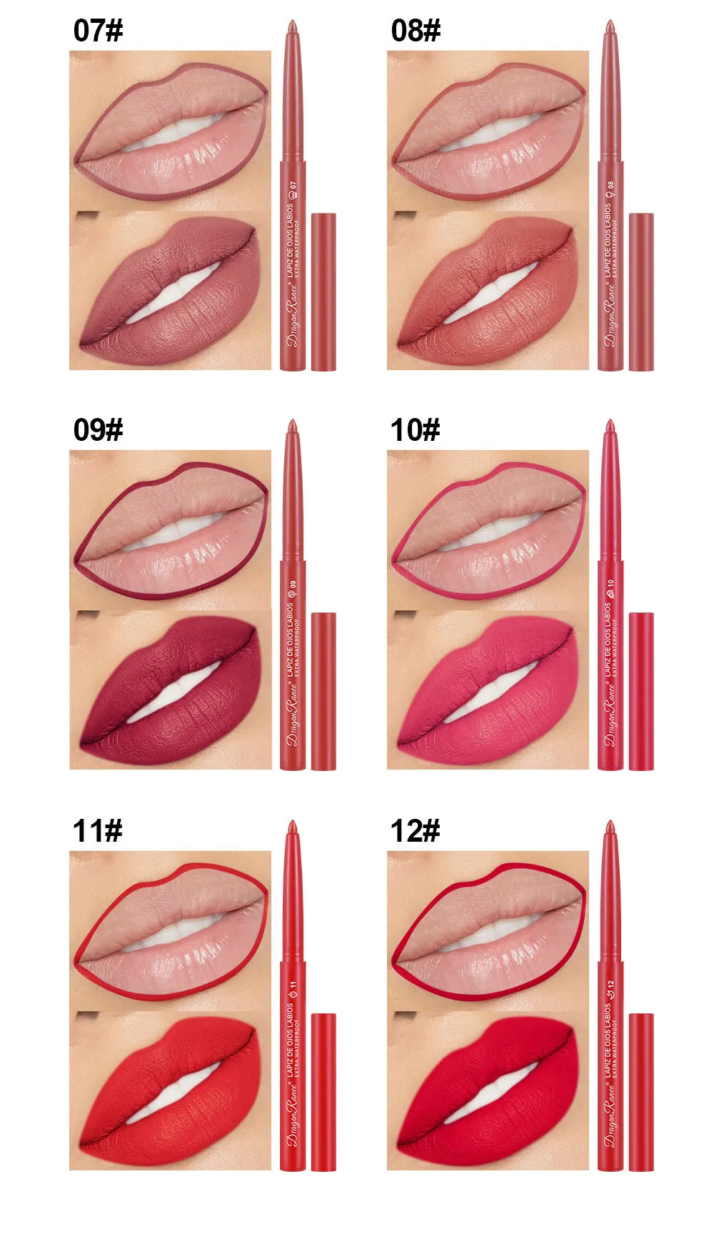 Lipstick Sexy Beauty Lasting Waterproof Pigment Matte Lipstick Pencils Velvet Lip Liner Pencil Outline Lips Contour Line Makeup