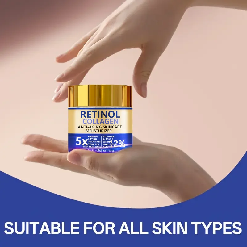 Retinol & Collagen Face Cream 60g, Anti-Aging Firming Moisturizer with Hyaluronic Acid, Fast Delivery