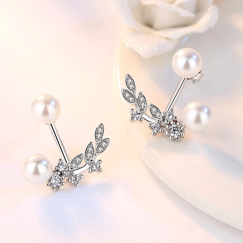 Crystal Zircon Real 925 Sterling Silver Earrings Channel Cubic Zirconia Silver Stud Earrings for Women Sterling Silver Jewelry