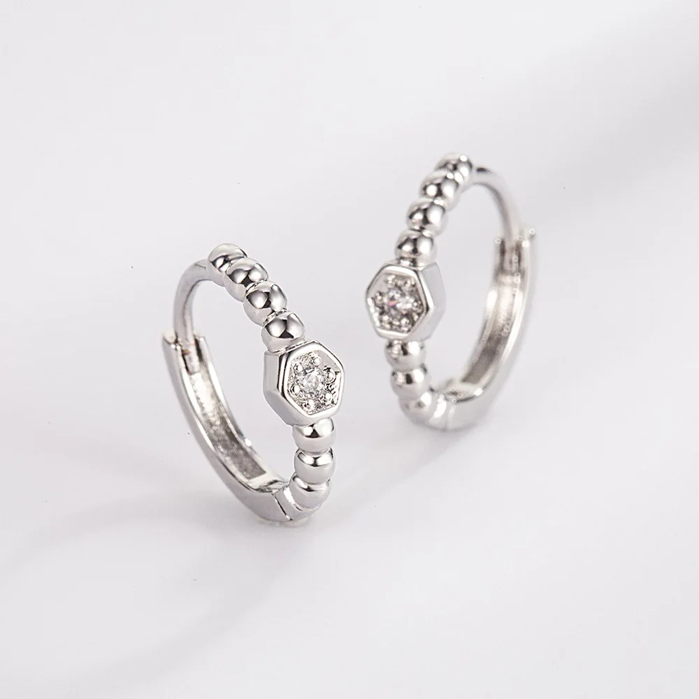 Crystal Zircon Real 925 Sterling Silver Earrings Channel Cubic Zirconia Silver Stud Earrings for Women Sterling Silver Jewelry