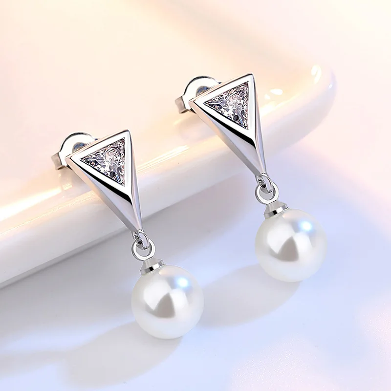 Crystal Zircon Real 925 Sterling Silver Earrings Channel Cubic Zirconia Silver Stud Earrings for Women Sterling Silver Jewelry