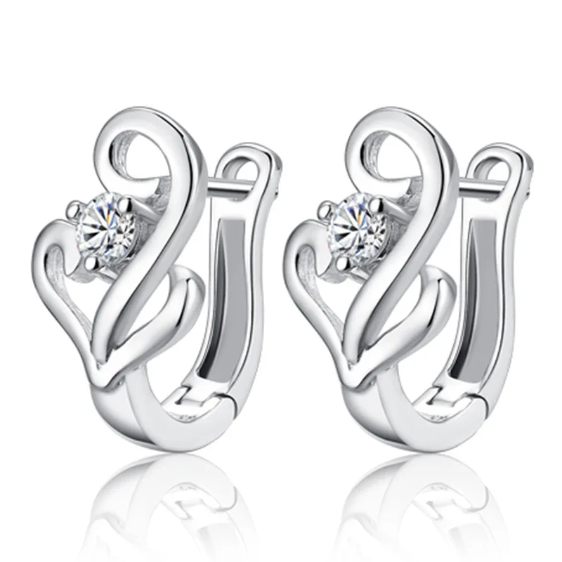 Crystal Zircon Real 925 Sterling Silver Earrings Channel Cubic Zirconia Silver Stud Earrings for Women Sterling Silver Jewelry