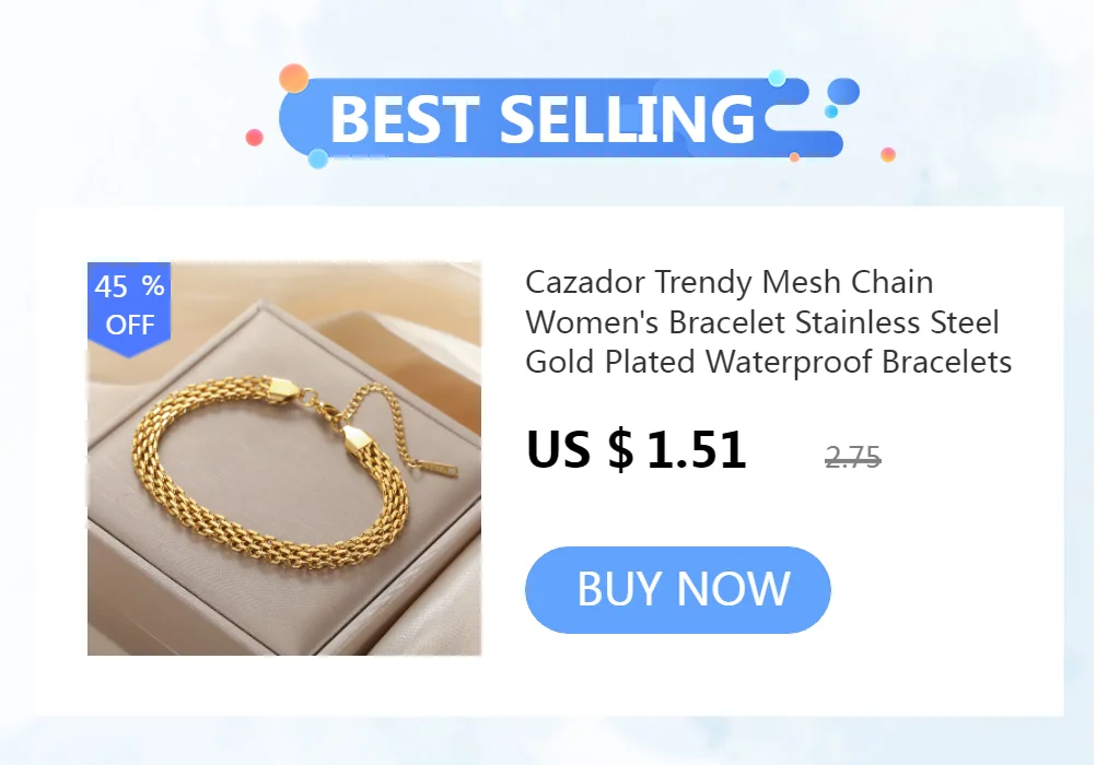 Cazador Stainless Steel Bracelet for Women Gold Plated Bangles Waterproof Jewelry Party Wedding Birthday Gift 2026 Trendy New
