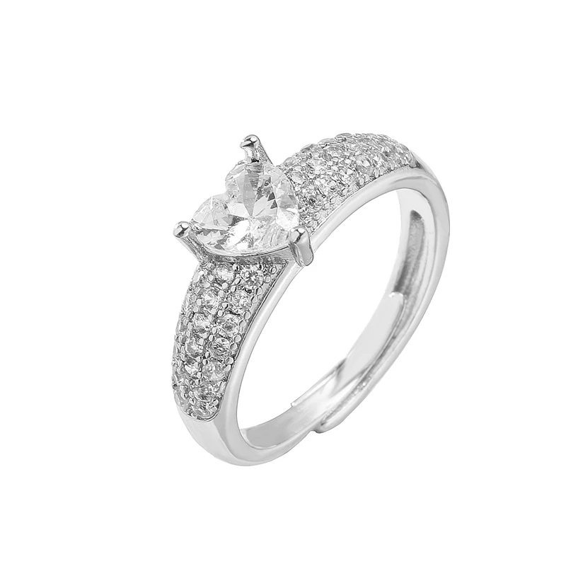 HECHENG,Love Heart Ring,Creative Sweet Heart Rings for Women, Geometric Zircon Cooper Open Ring Vintage 18k gold plated Jewelry