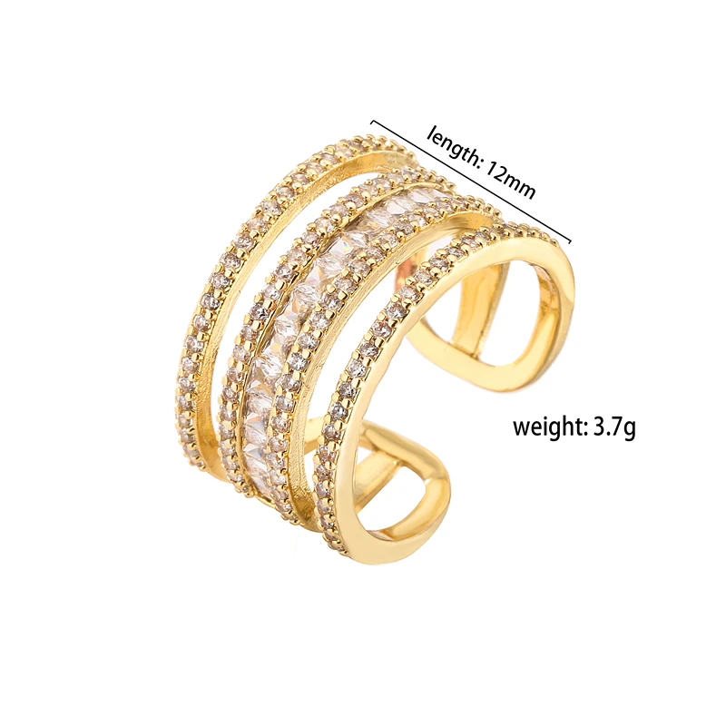 HECHENG,Love Heart Ring,Creative Sweet Heart Rings for Women, Geometric Zircon Cooper Open Ring Vintage 18k gold plated Jewelry