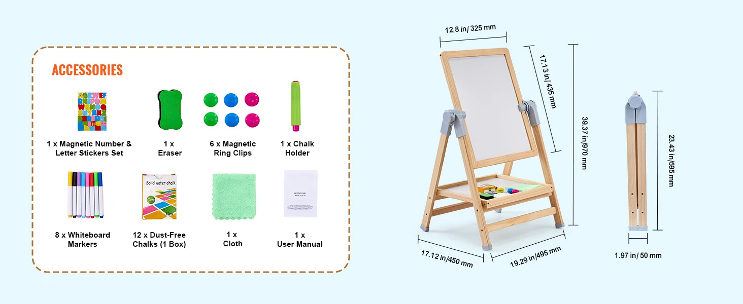 SucceBuy Standing Magnetic Drawing Board WordPad Art Easel with Painting Accessories Children Educational Toys for Kids Boy Girl