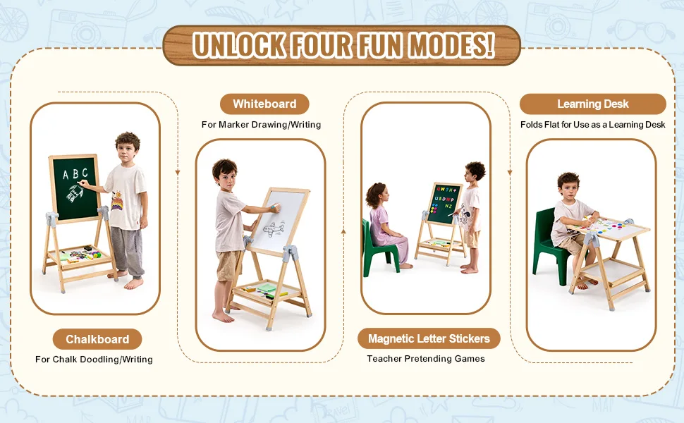 SucceBuy Standing Magnetic Drawing Board WordPad Art Easel with Painting Accessories Children Educational Toys for Kids Boy Girl