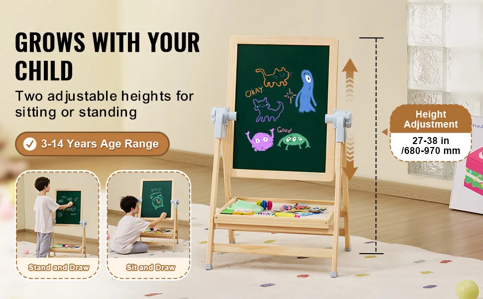 SucceBuy Standing Magnetic Drawing Board WordPad Art Easel with Painting Accessories Children Educational Toys for Kids Boy Girl