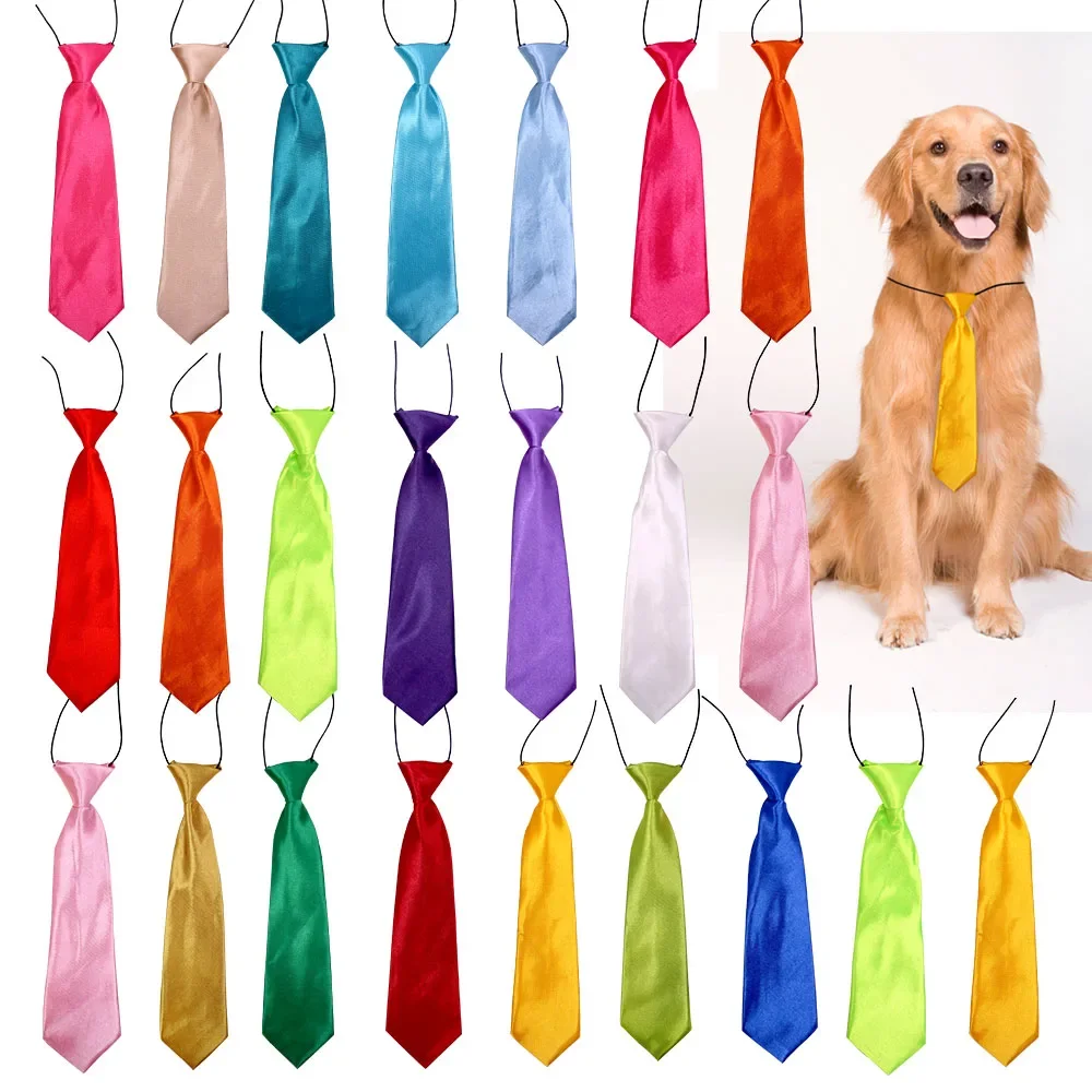 50PCS Bulk Dog Bowtie Small Dog Puppy Neckties Solid Adjustable Bow Tie For Large DogsTies Elastic Dand Pet Accessories