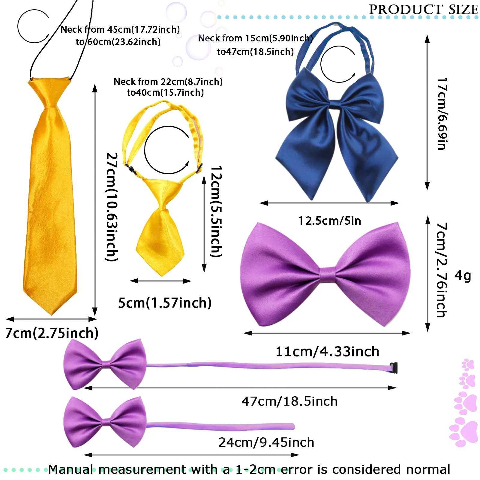 50PCS Bulk Dog Bowtie Small Dog Puppy Neckties Solid Adjustable Bow Tie For Large DogsTies Elastic Dand Pet Accessories