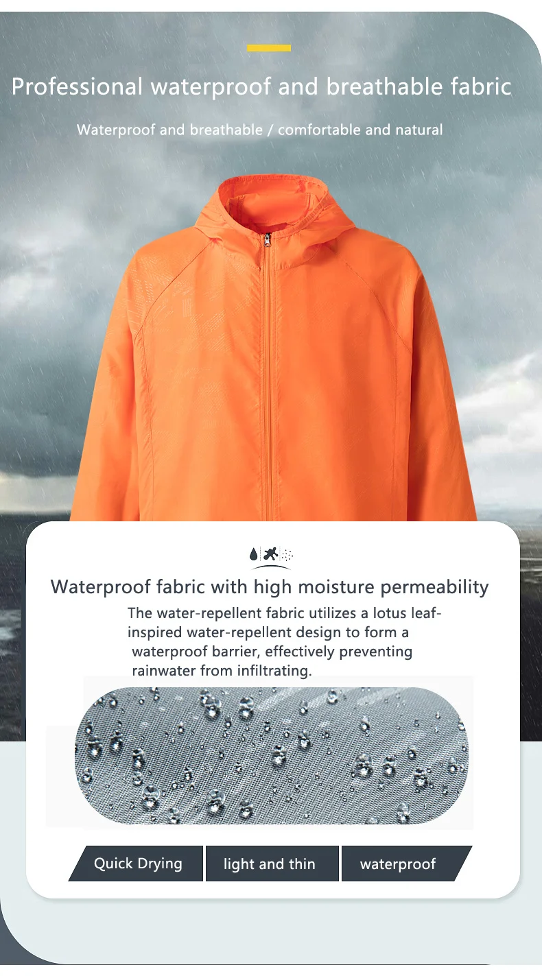 JNLN Camping Rain Jacket Men Women Waterproof Sun Protection Clothing Fishing Hunting Clothes Quick Dry Windbreaker With Pocket