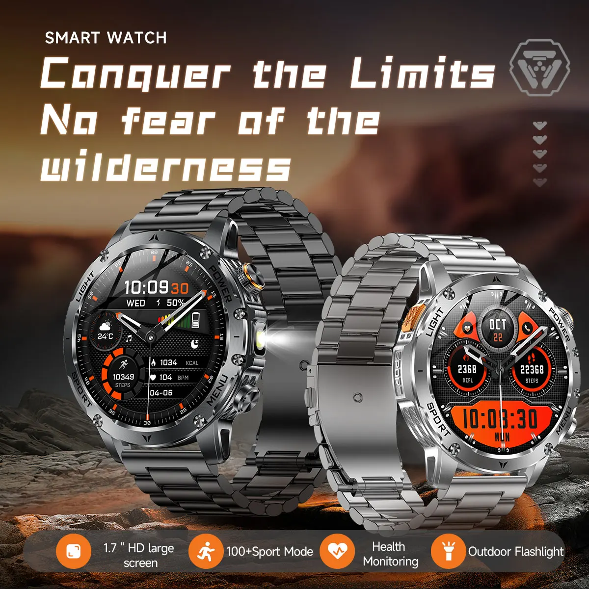 2025 1000mAh Super Capacity Battery Adult Men Smart Watch 1.7-inch Large Screen Bluetooth Call IP68 Waterproof SmartWatch Sports