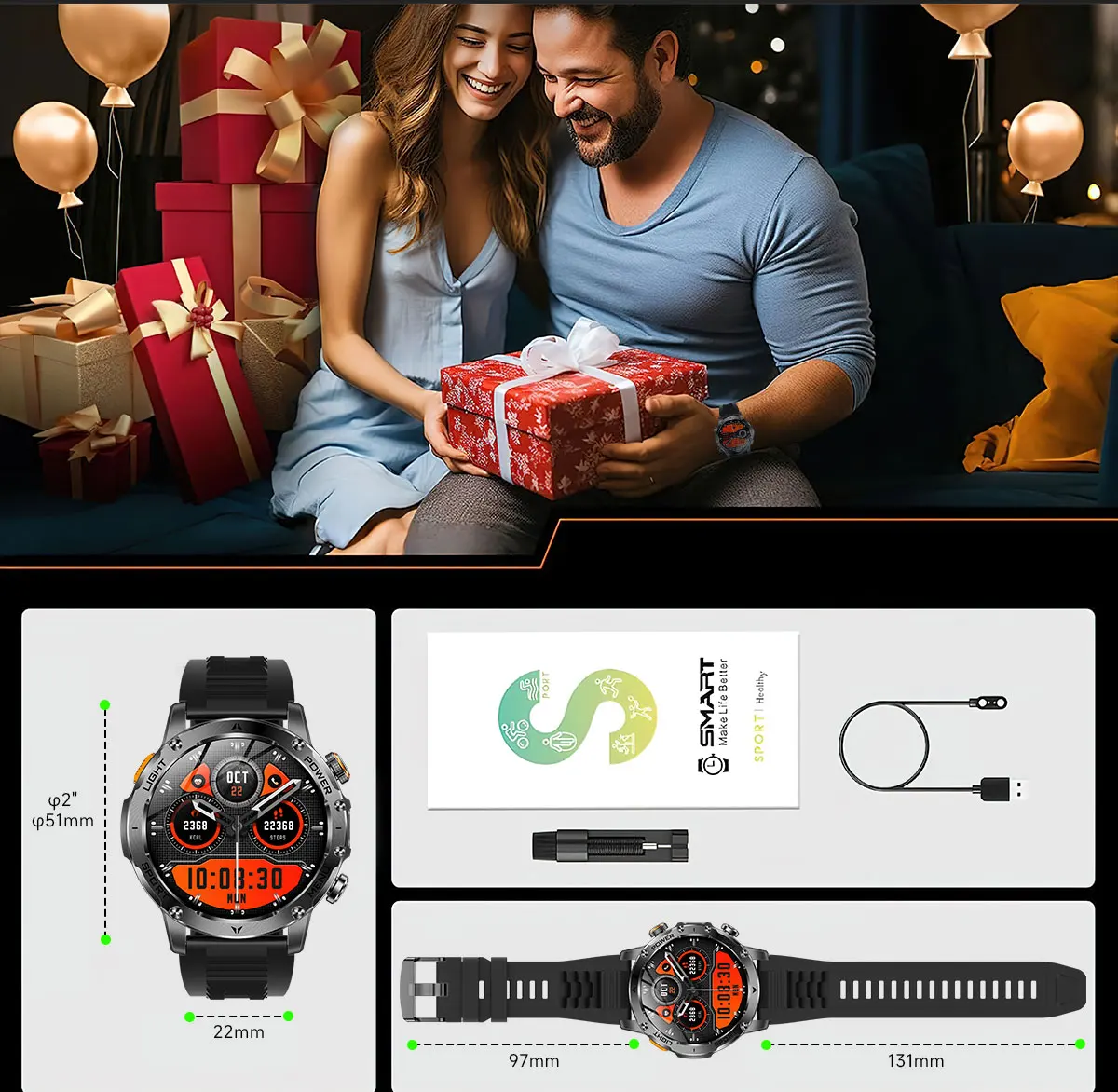 2025 1000mAh Super Capacity Battery Adult Men Smart Watch 1.7-inch Large Screen Bluetooth Call IP68 Waterproof SmartWatch Sports