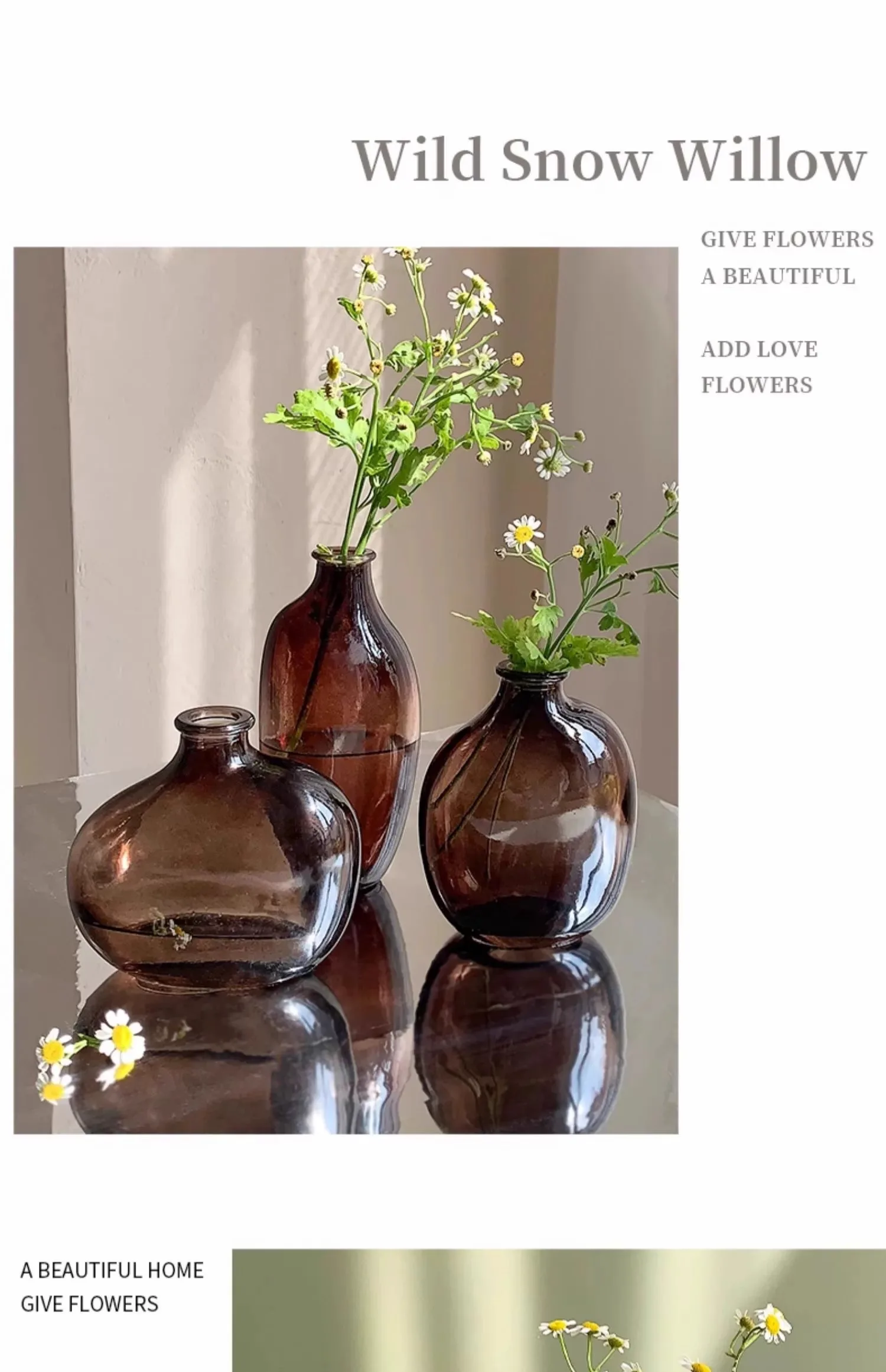 Minimalist Transparent Glass Vase Lovely Small Plant Pots Table Decoration Flower Arrangement Floral Vases Room Aesthetic Decor