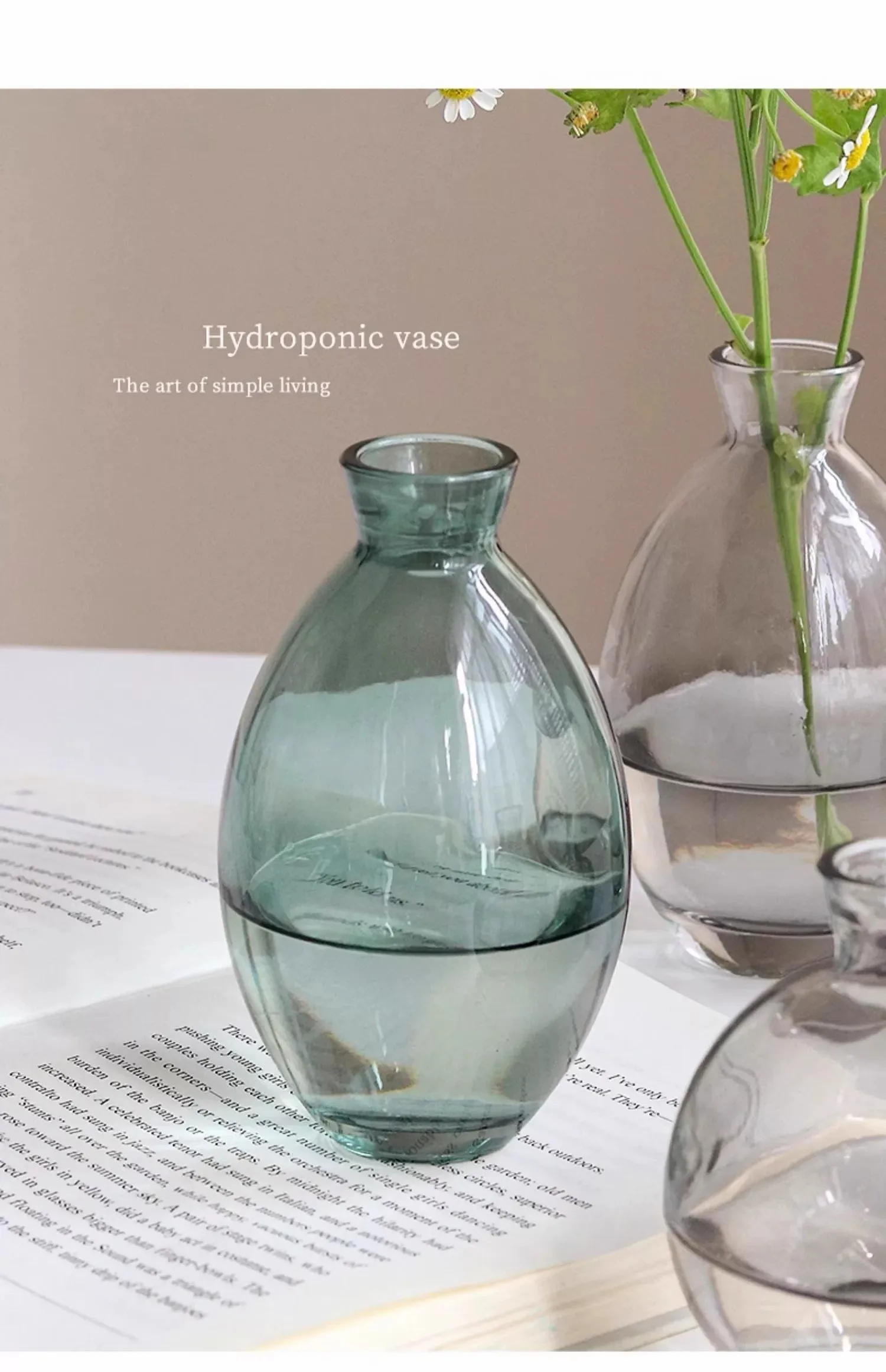 Minimalist Transparent Glass Vase Lovely Small Plant Pots Table Decoration Flower Arrangement Floral Vases Room Aesthetic Decor
