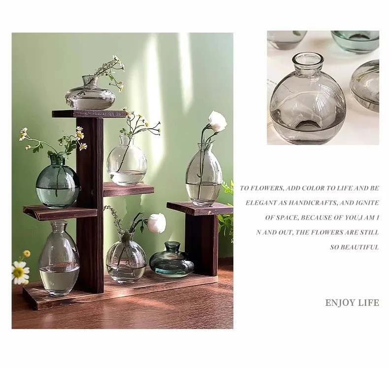 Minimalist Transparent Glass Vase Lovely Small Plant Pots Table Decoration Flower Arrangement Floral Vases Room Aesthetic Decor