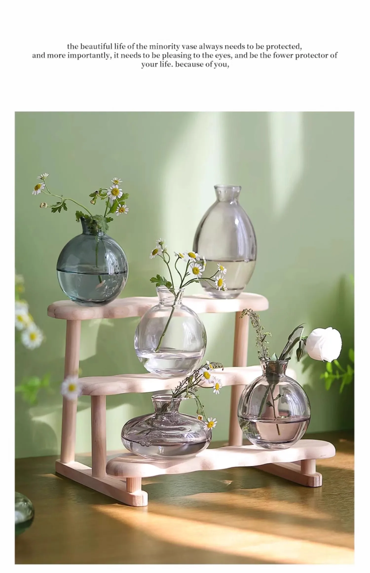 Minimalist Transparent Glass Vase Lovely Small Plant Pots Table Decoration Flower Arrangement Floral Vases Room Aesthetic Decor