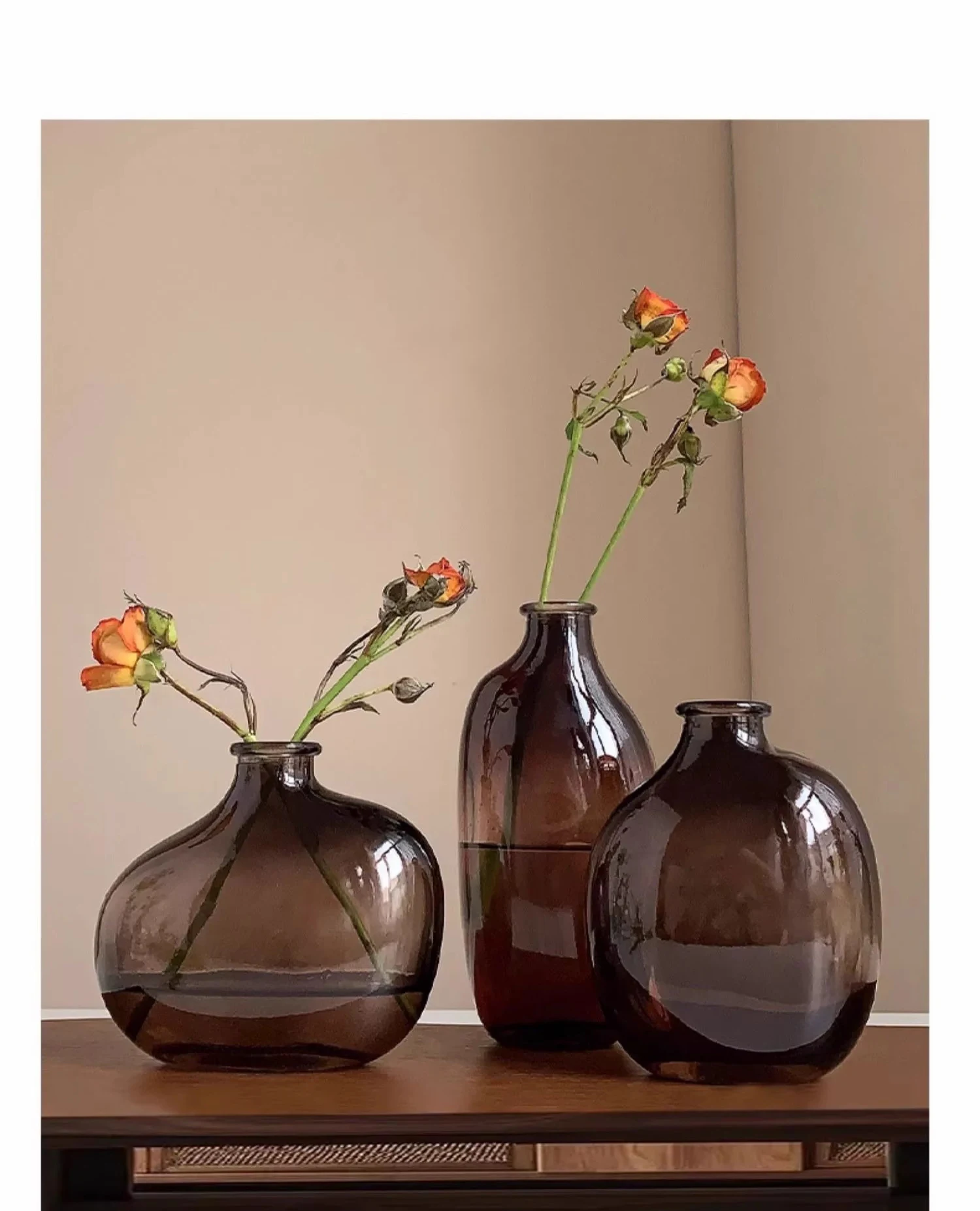 Minimalist Transparent Glass Vase Lovely Small Plant Pots Table Decoration Flower Arrangement Floral Vases Room Aesthetic Decor