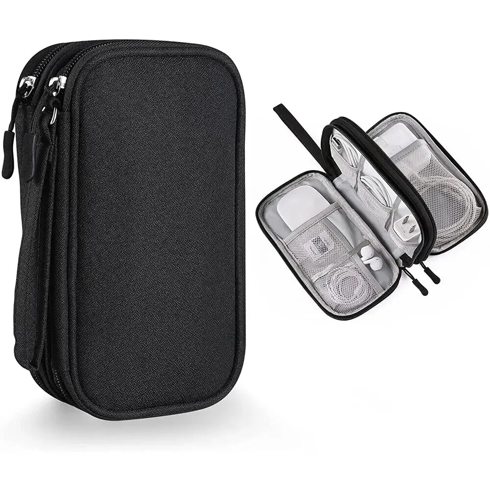 1Pc NEW Travel Organizer Bag Cable Storage Organizers Pouch Carry Case Portable Waterproof Double Layers Storage Bags Cable Cord