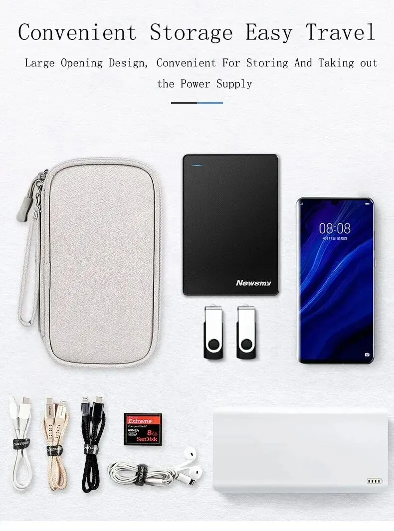 1Pc NEW Travel Organizer Bag Cable Storage Organizers Pouch Carry Case Portable Waterproof Double Layers Storage Bags Cable Cord