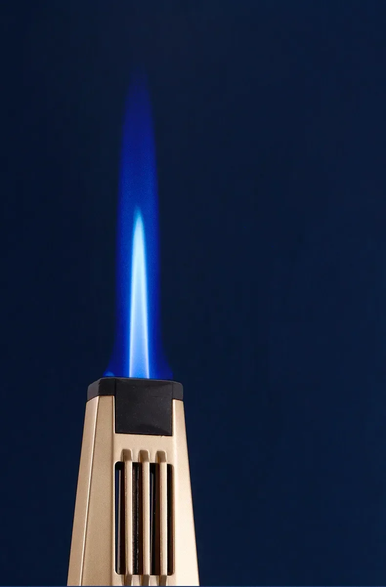 JOBON Metal Outdoor Windproof Turbine Torch Strong Fire Power Blue Flame Straight Butane Gas Lighter Gas Kitchen BBQ Welding