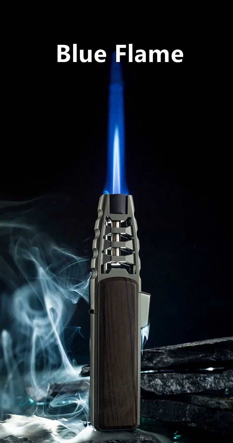 JOBON Metal Outdoor Windproof Turbine Torch Strong Fire Power Blue Flame Straight Butane Gas Lighter Gas Kitchen BBQ Welding
