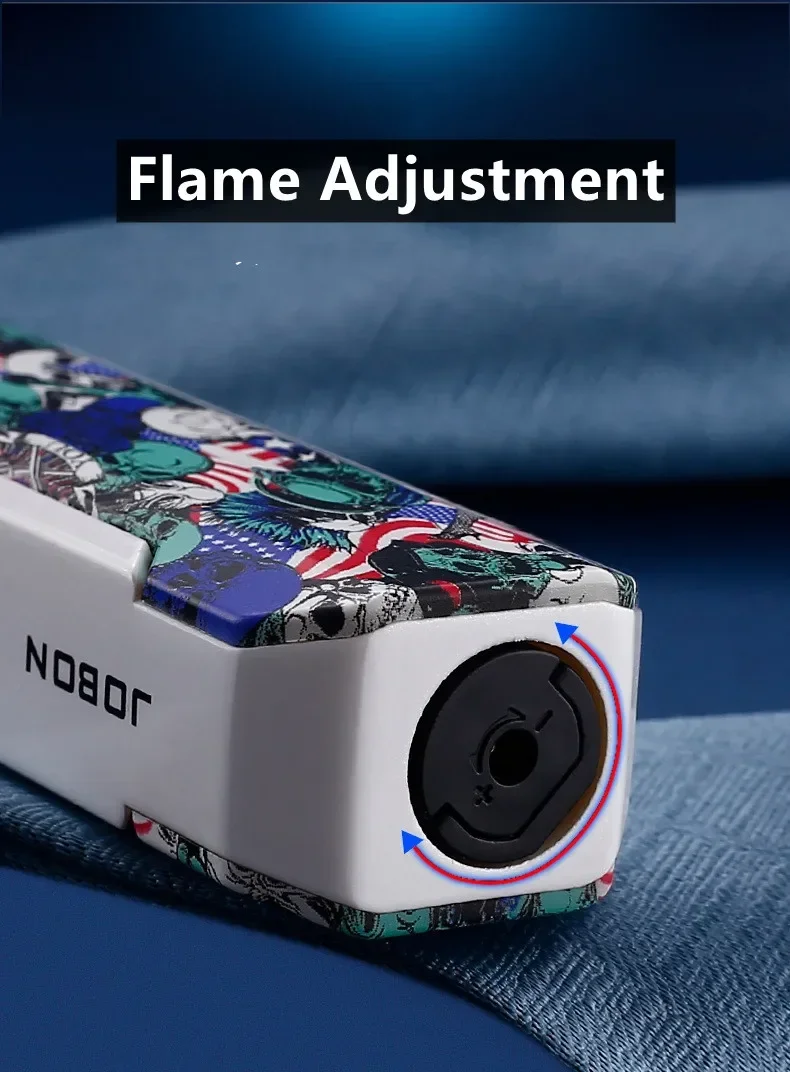 JOBON Metal Outdoor Windproof Turbine Torch Strong Fire Power Blue Flame Straight Butane Gas Lighter Gas Kitchen BBQ Welding