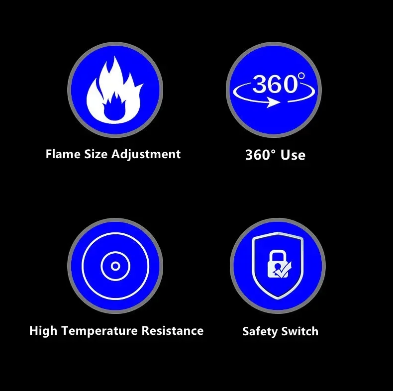 JOBON Metal Outdoor Windproof Turbine Torch Strong Fire Power Blue Flame Straight Butane Gas Lighter Gas Kitchen BBQ Welding