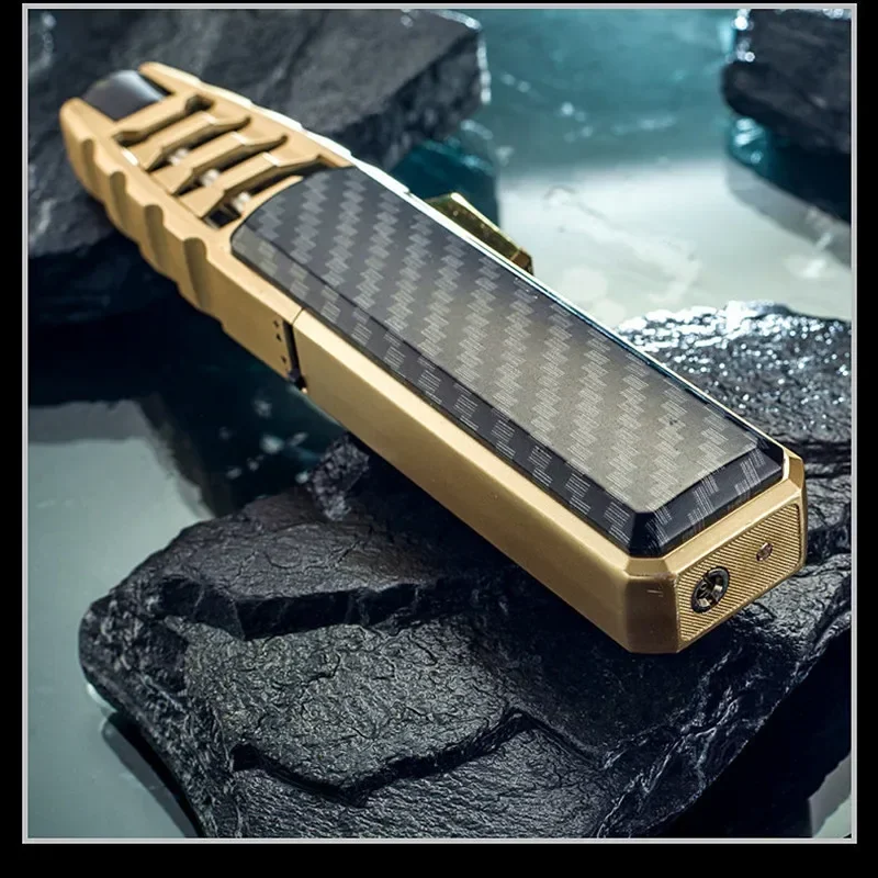 JOBON Metal Outdoor Windproof Turbine Torch Strong Fire Power Blue Flame Straight Butane Gas Lighter Gas Kitchen BBQ Welding