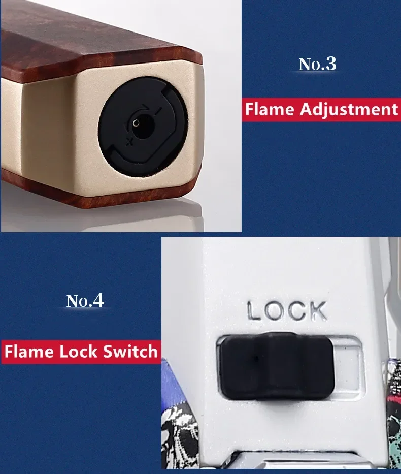 JOBON Metal Outdoor Windproof Turbine Torch Strong Fire Power Blue Flame Straight Butane Gas Lighter Gas Kitchen BBQ Welding