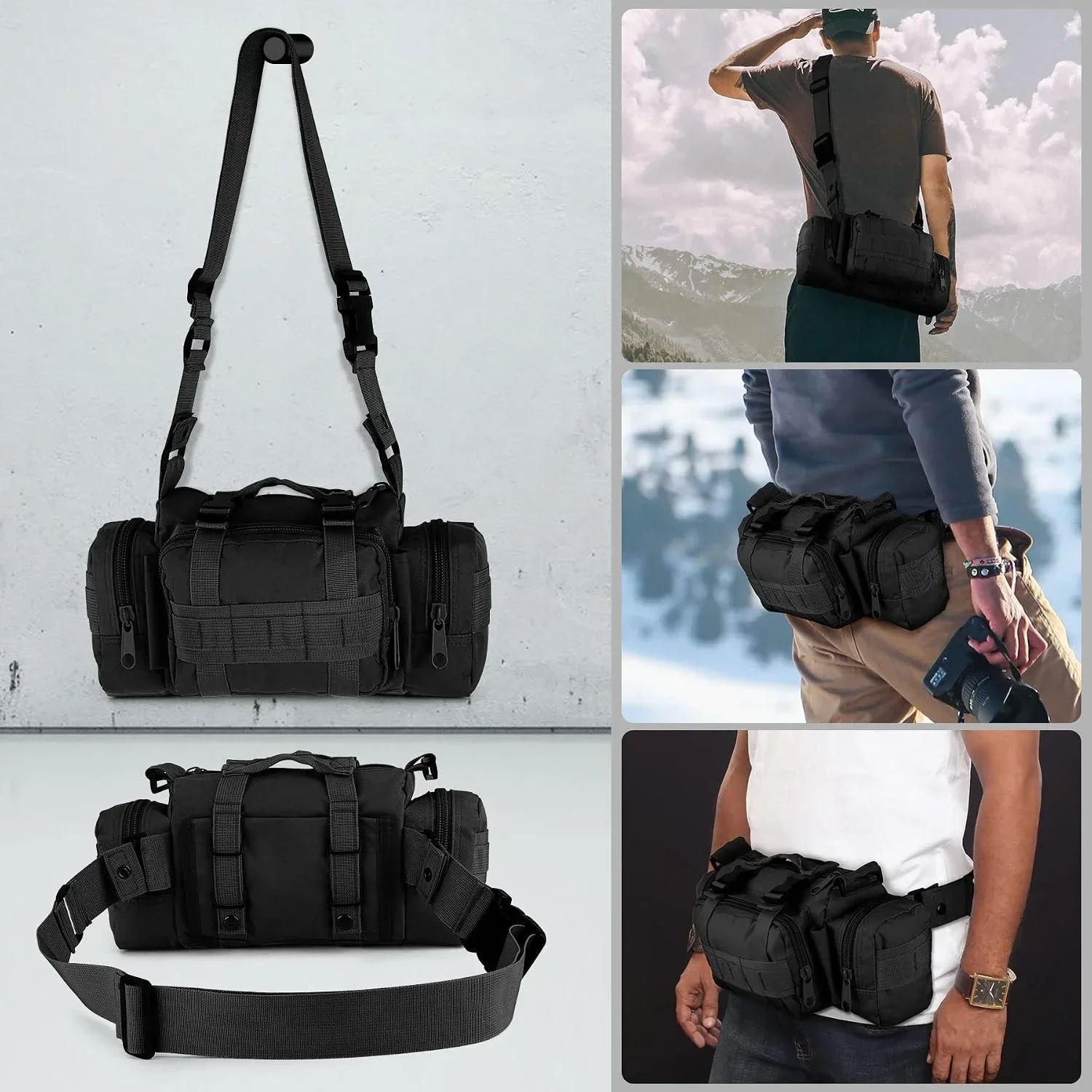 Outdoor Waist Bags for Men, Waist Fanny Packs Pouch Shoulder Bag Hand Carry Fishing Bag
