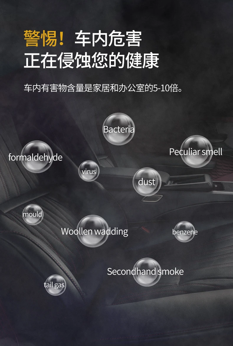 2026 New Car Air Purifier Negative Ion Air Car Oxygen Bar Odor Removal Car Air Purifier Car Home Dual-use