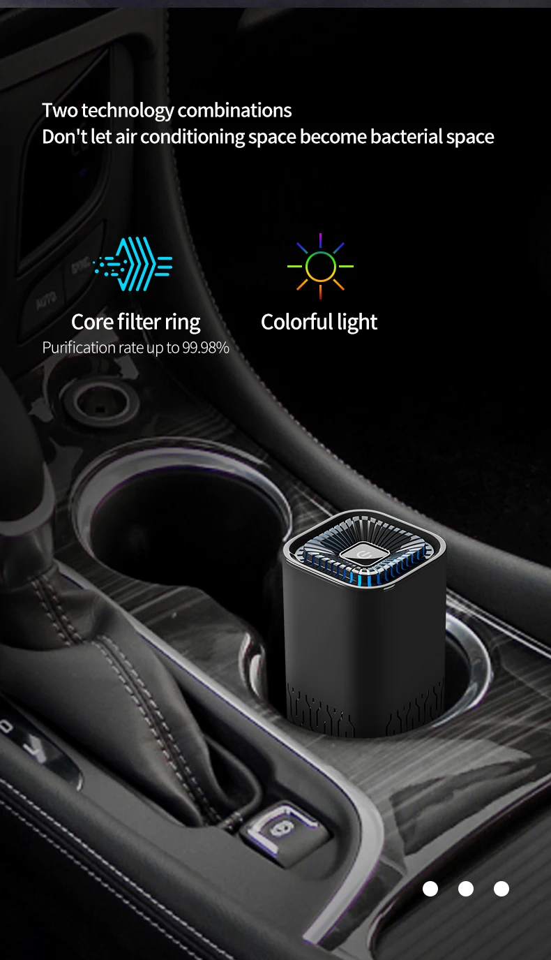 2026 New Car Air Purifier Negative Ion Air Car Oxygen Bar Odor Removal Car Air Purifier Car Home Dual-use
