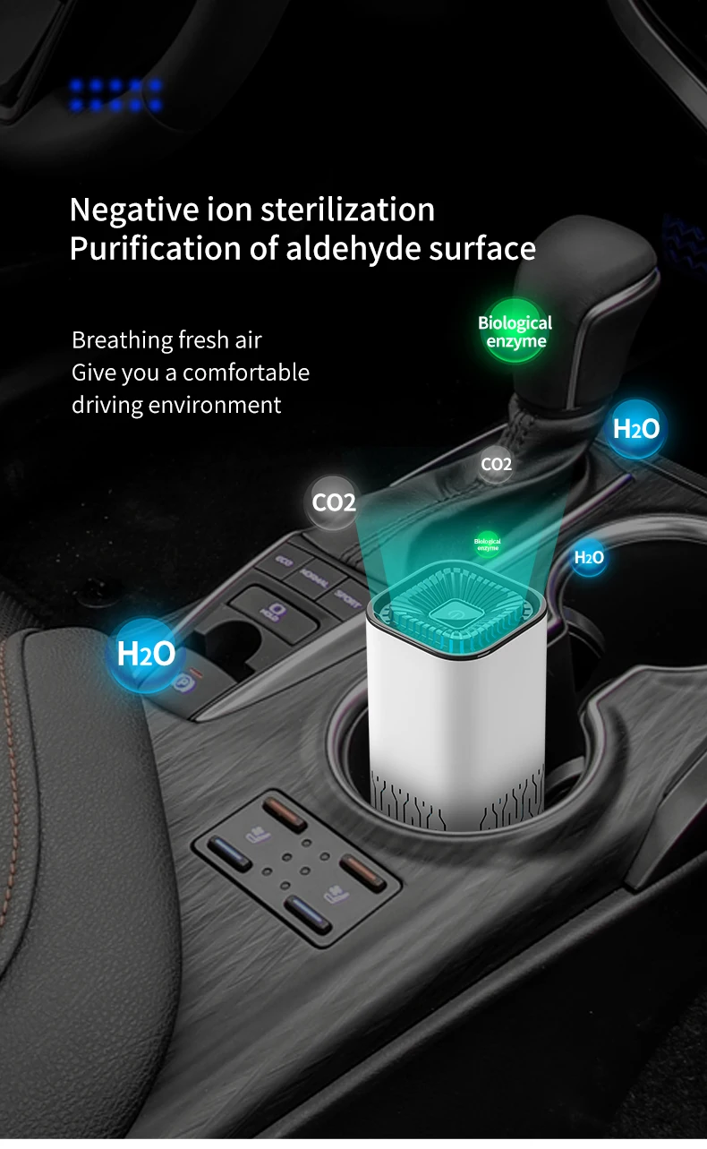 2026 New Car Air Purifier Negative Ion Air Car Oxygen Bar Odor Removal Car Air Purifier Car Home Dual-use