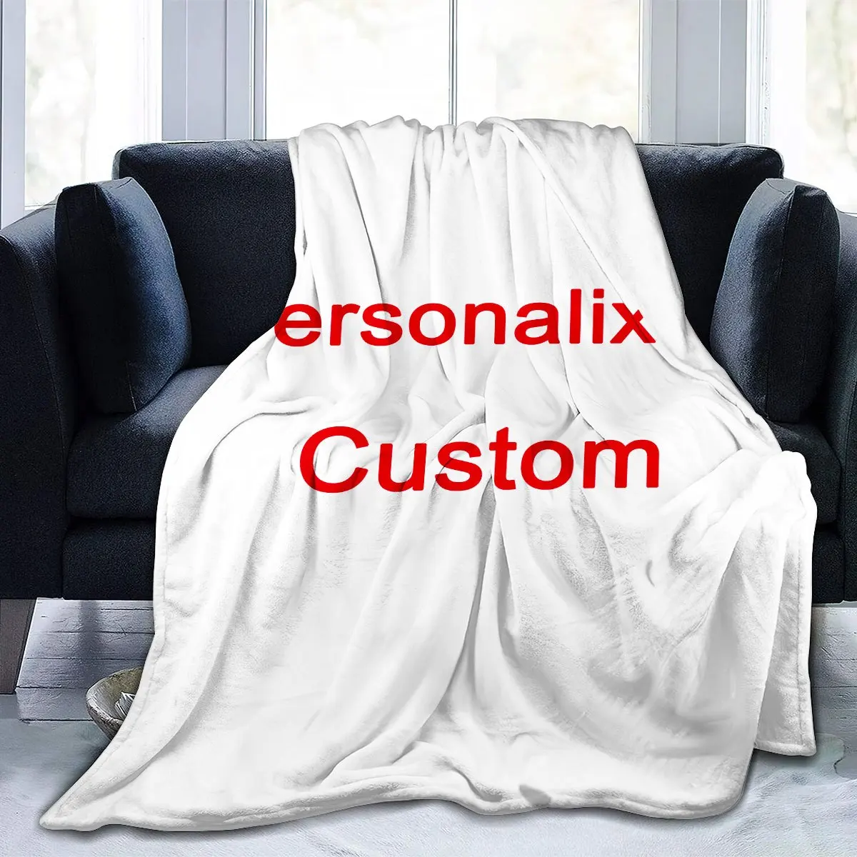 1 Piece of Custom Personalized Blanket with Image Upload DIY Flannel Blanket - Customize with Warm Photos, Soft and Warm, Suitable for Sofa, Bed, Office, Car, and Outdoor Travel - Perfect for All Seasons, Halloween, Thanksgiving, Birthdays, Weddings, Couples, Valentine's Day, Graduation, Parties, Holidays, as a Gift for Men and Women