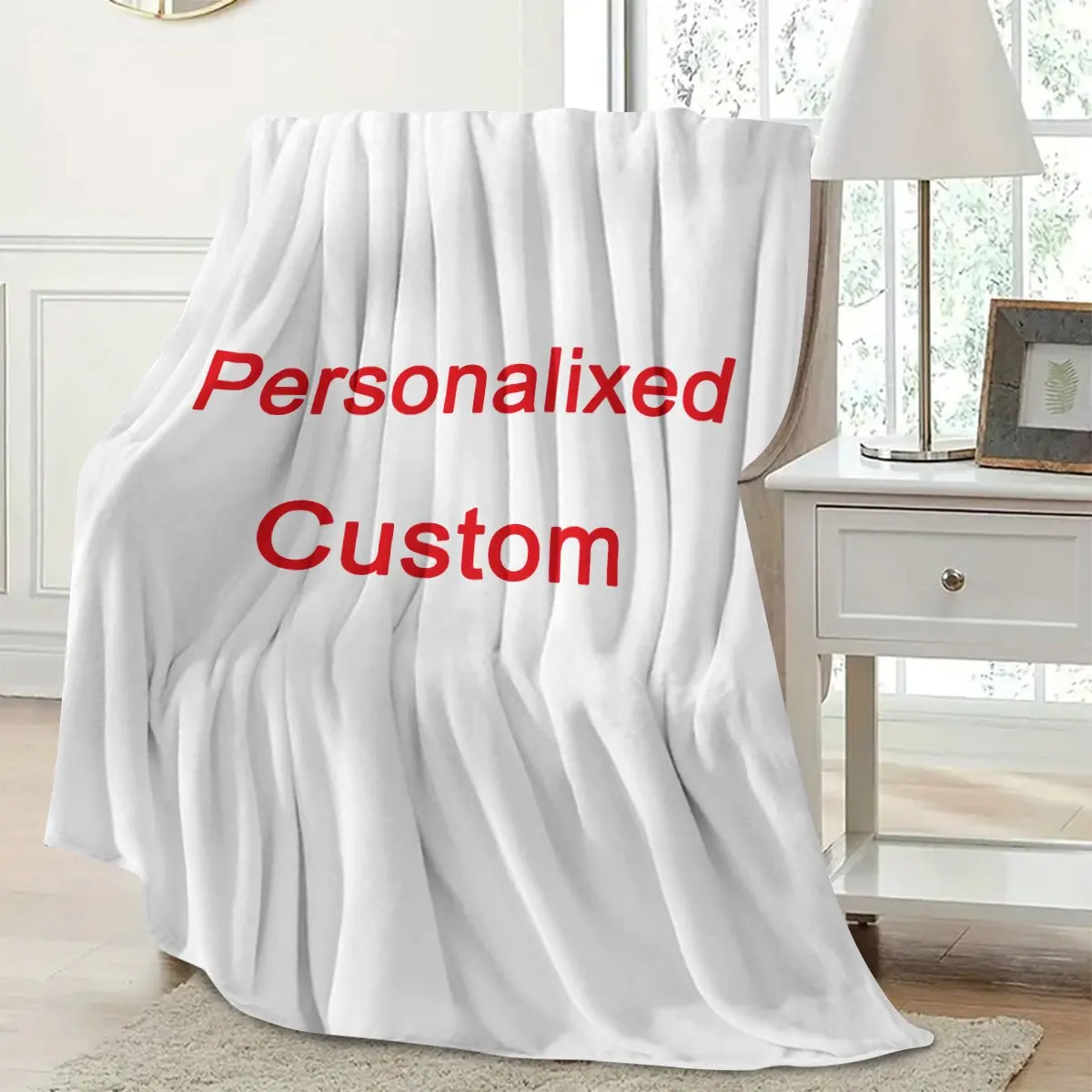 1 Piece of Custom Personalized Blanket with Image Upload DIY Flannel Blanket - Customize with Warm Photos, Soft and Warm, Suitable for Sofa, Bed, Office, Car, and Outdoor Travel - Perfect for All Seasons, Halloween, Thanksgiving, Birthdays, Weddings, Couples, Valentine's Day, Graduation, Parties, Holidays, as a Gift for Men and Women