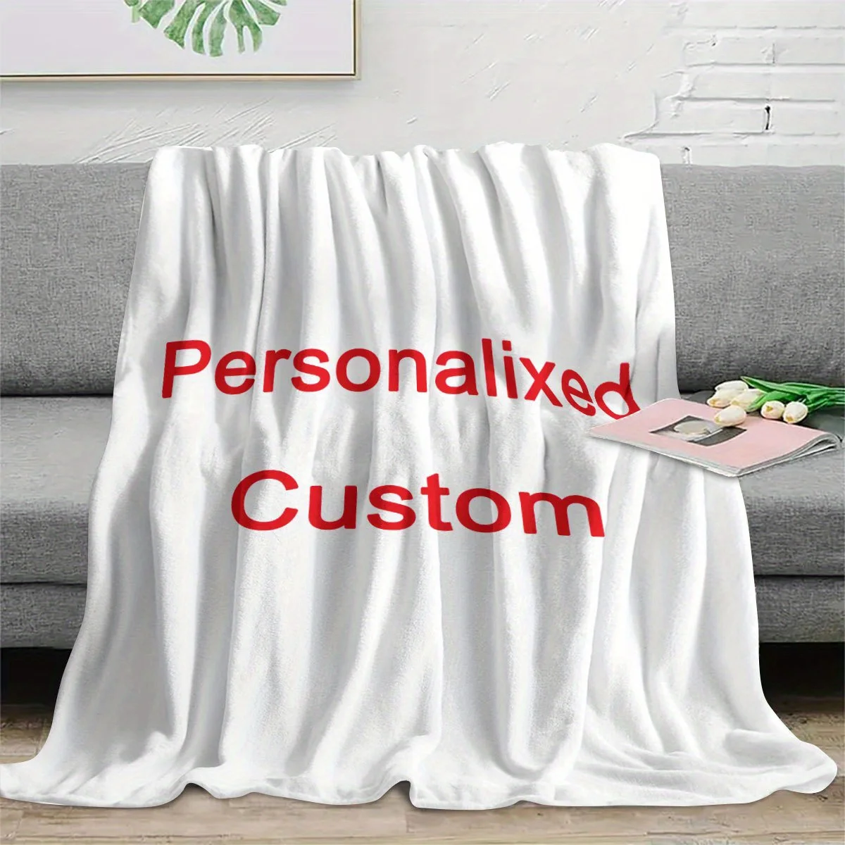 1 Piece of Custom Personalized Blanket with Image Upload DIY Flannel Blanket - Customize with Warm Photos, Soft and Warm, Suitable for Sofa, Bed, Office, Car, and Outdoor Travel - Perfect for All Seasons, Halloween, Thanksgiving, Birthdays, Weddings, Couples, Valentine's Day, Graduation, Parties, Holidays, as a Gift for Men and Women