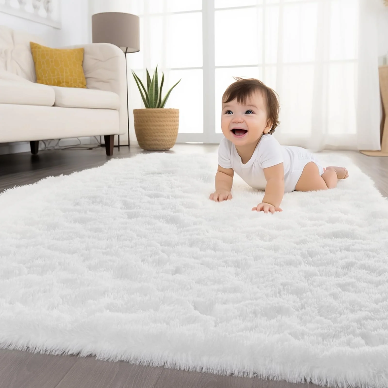 VIKAMA Minimalist Style Living Room Carpet, Fluffy And Slip-Resistant Children's Room Mat, Bathroom Carpet, Home Decoration