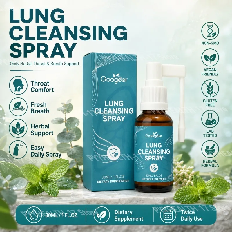 Respiratory Support Spray for Airway Clearance & Breathing Ease Natural Lung Detox Supplement Eucalyptus & Menthol Formula 30ml