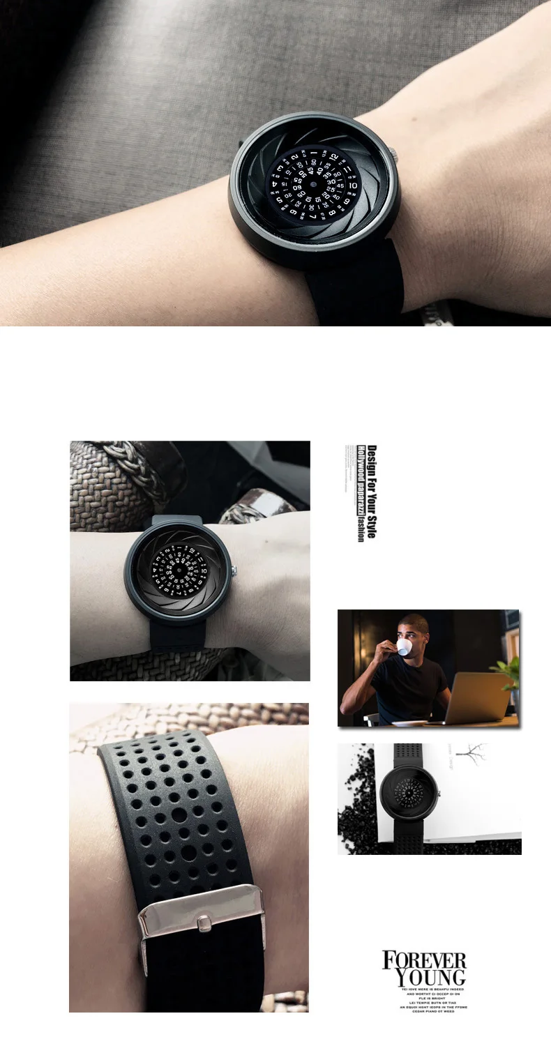 Men's Gift Enmex Creative Industrial Wristwatch Digital Design Light Sports Fashion Quartz Watches