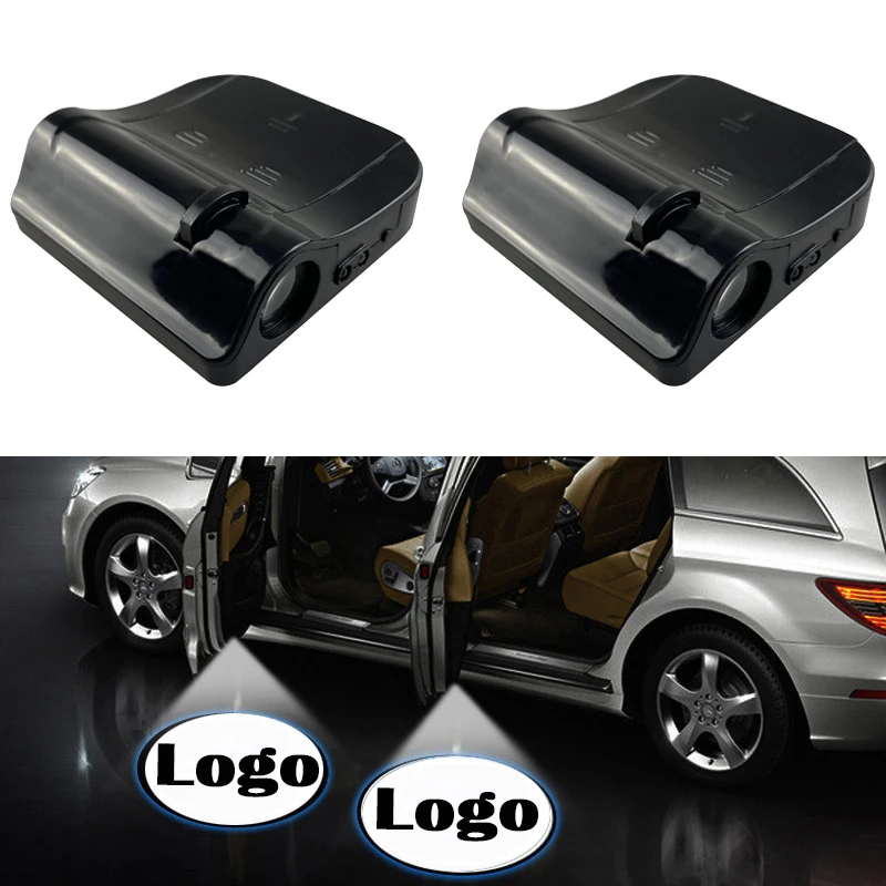 2pcs Wireless LED Car Door Welcome Logo Night Light Courtesy Lamp for Skoda Peugeot Hyundai Toyota Mitsubishi Mazda Renault Ford