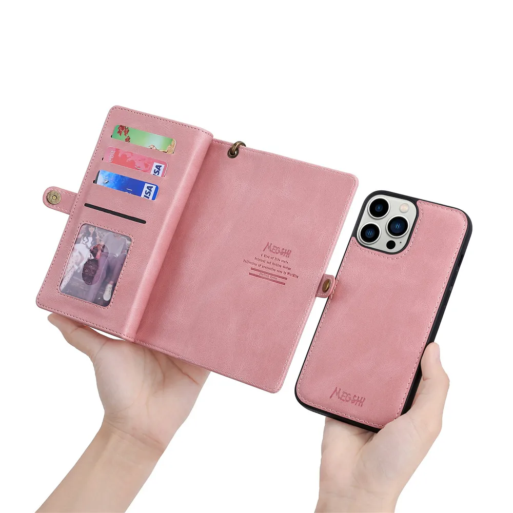 Luxury Leather Zipper Wallet Card Slot Phone Case for iPhone 17 Pro Max Air 16 E 15 14 13 12 11 X XS Max Flip Purse Stand Cover
