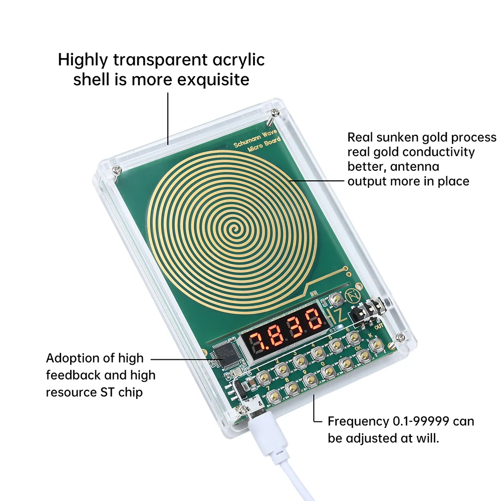 7.83HZ Schumann Wave Generator 0.01Hz~100000Hz Adjustable Frequency Sine Wave Generators 3.5MM Audio Resonator DC 5V Micro USB