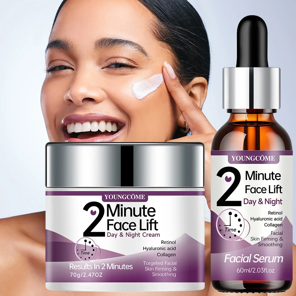 YOUNGCOME 2 Minute Face Lift Day&Night Cream with Retinol and Serum, Hyaluronic Acid, Collagen, Anti-Aging Firming Moisturizer