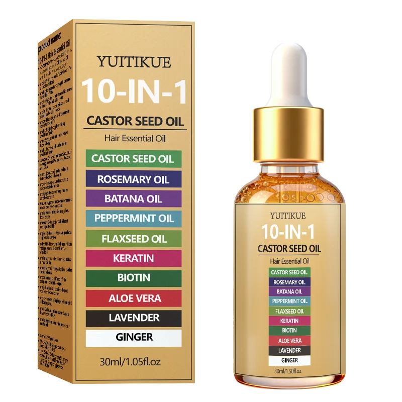 YUITIKUE 10-IN-1 Castor Seed Hair Oil | Natural Blend Of Batana, Rosemary & Biotin | For Deep Nourishment & Healthy Hair & Scalp