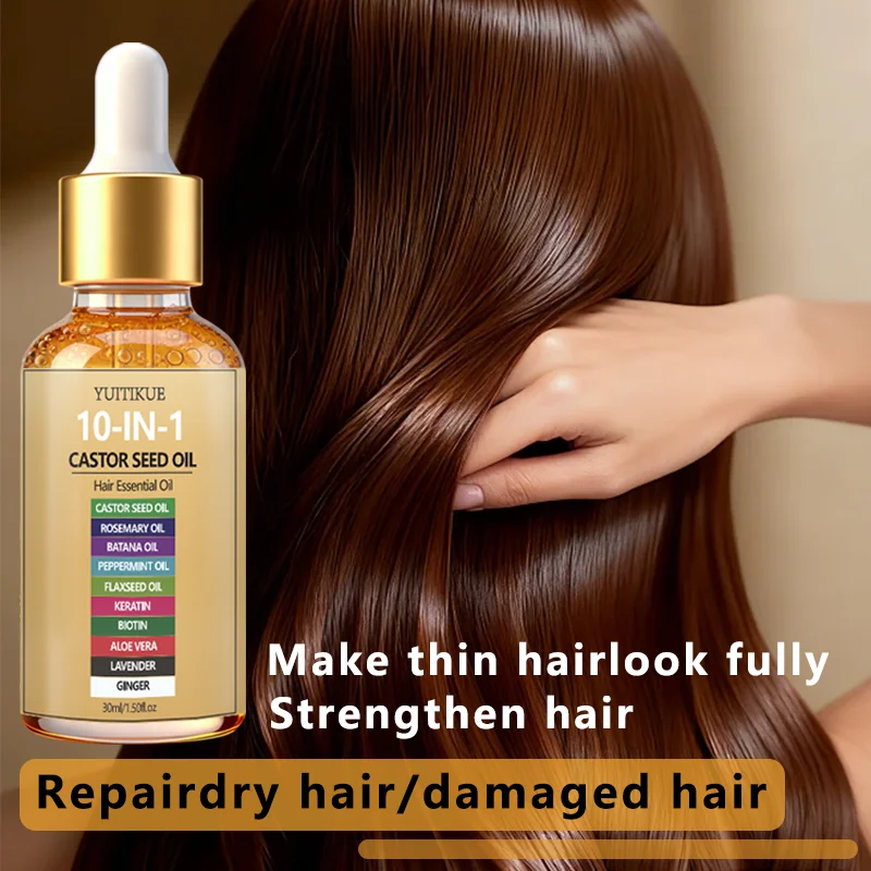 YUITIKUE 10-IN-1 Castor Seed Hair Oil | Natural Blend Of Batana, Rosemary & Biotin | For Deep Nourishment & Healthy Hair & Scalp