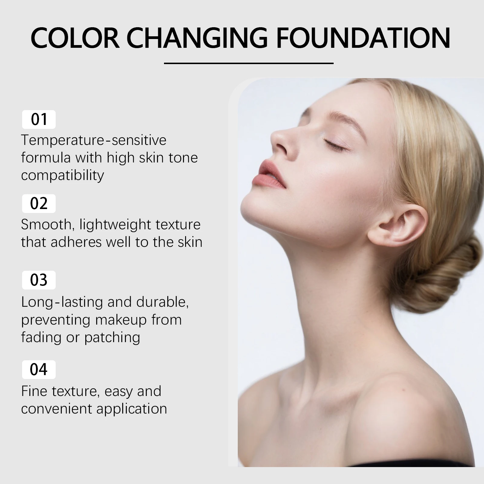 Korean Color Changing Foundation for Mature Skin SPF 15 Hydrating Liquid Concealer for Fine Lines & Wrinkles Dewy Natural Finish