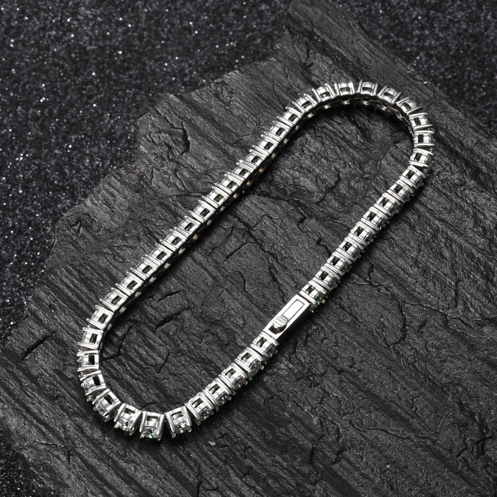 High Quality 316L Stainless Steel D VVS1 Moissanite Tennis Bracelet Iced Out Waterproof Daily Jewelry Chain Gifts for Men Women